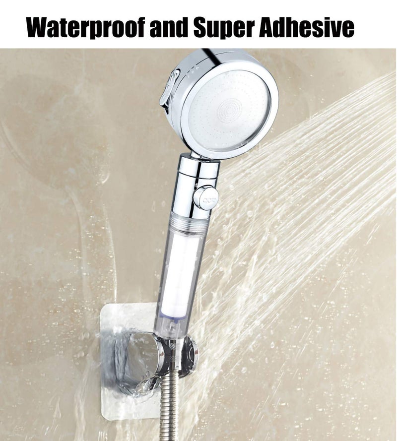 Lofekea Strong Adhesive and Waterproof Shower Head Holder, Adjustable Handheld Shower Holder Wall Mount Shower Bracket (Silver - 2 Pack) - Image 2